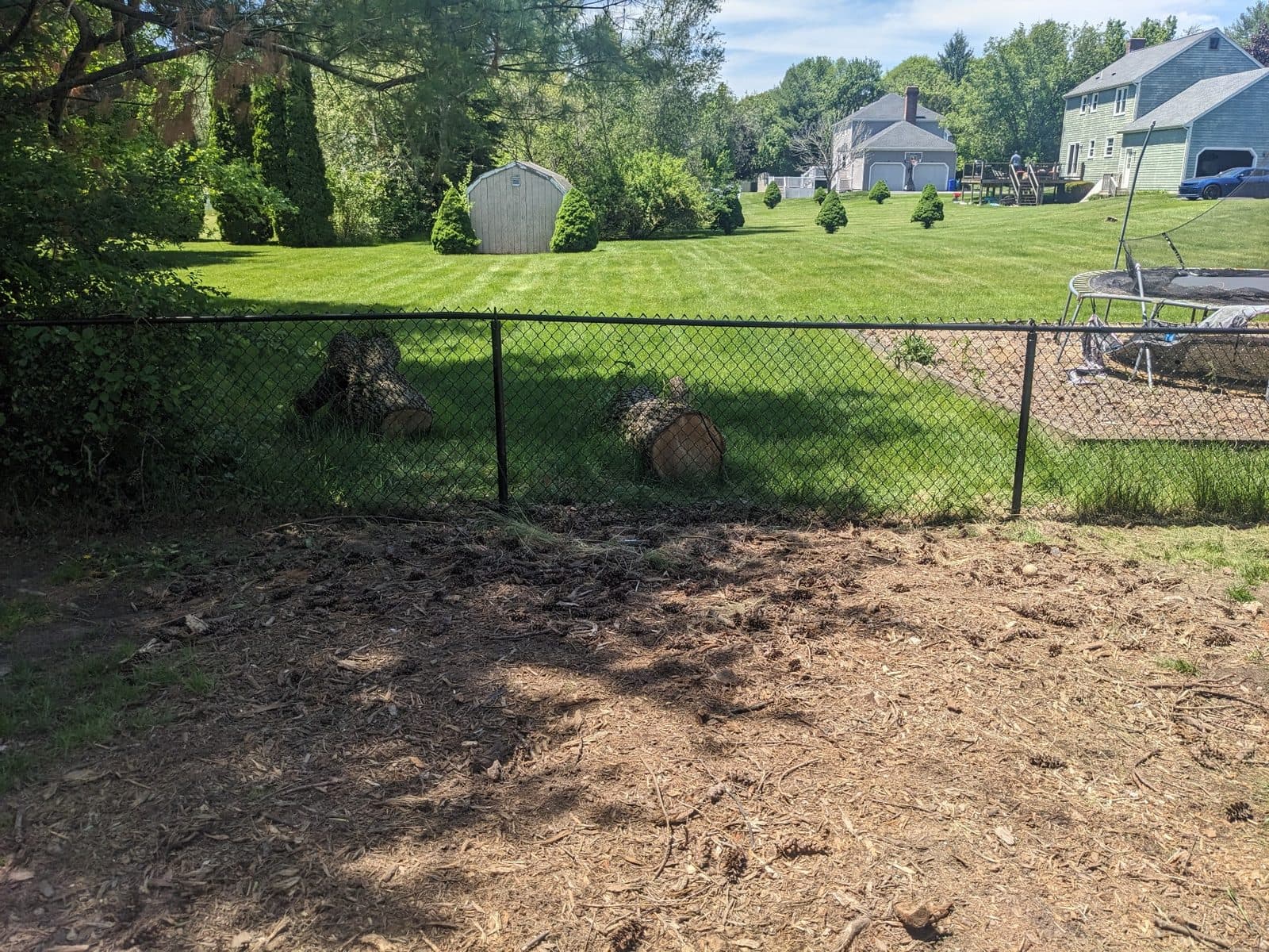 Chain-link fence after repair